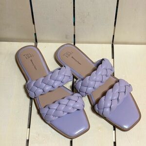Time and Tru Lavender Braided Double-Strap Slide Sandals